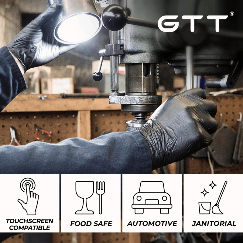 GTT Black Nitrile Disposable Gloves - Image 4