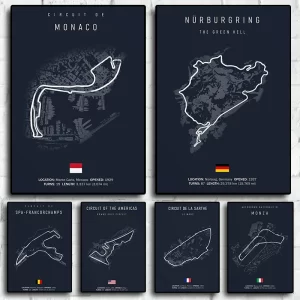 F1 Imola & Monaco Track Canvas Wall Art – Motorsport Home Décor