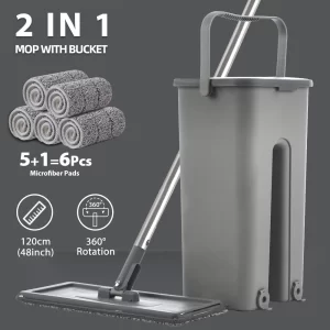 Hands-Free Flat Mop & Bucket Set – Professional Floor Cleaning Made Easy