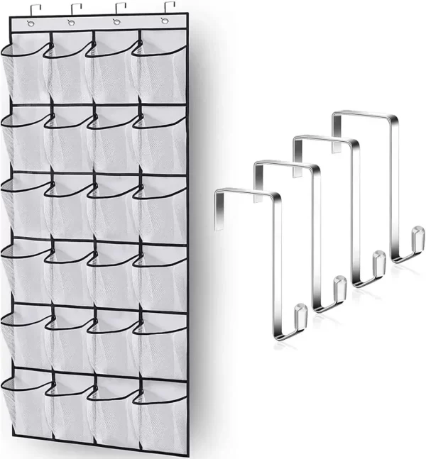 Over-the-Door Shoe Rack with 24 Mesh Pockets - Image 2