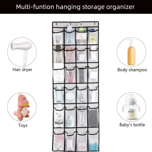 Over-the-Door Shoe Rack with 24 Mesh Pockets - Image 4