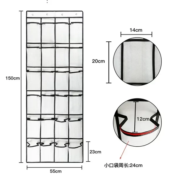 Over-the-Door Shoe Rack with 24 Mesh Pockets - Image 6