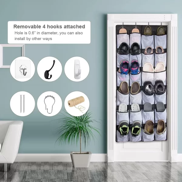 Over-the-Door Shoe Rack with 24 Mesh Pockets - Image 5