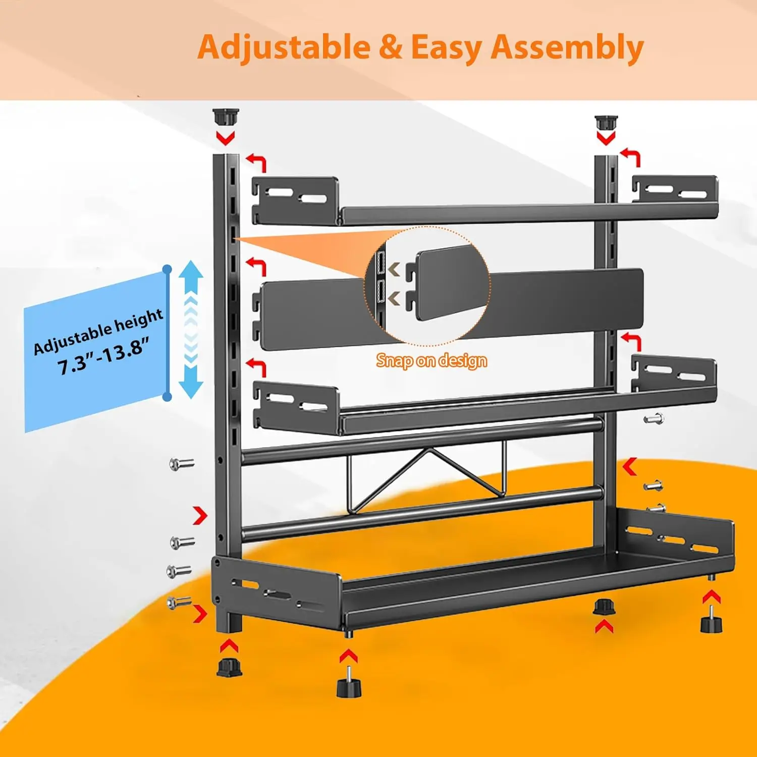 2 & 3-Tier Adjustable Black Spice Rack - Image 6