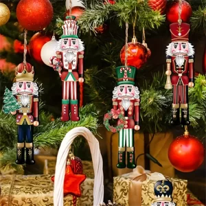 12pcs Wooden Nutcracker Soldier - Classic Christmas Tree Decorations