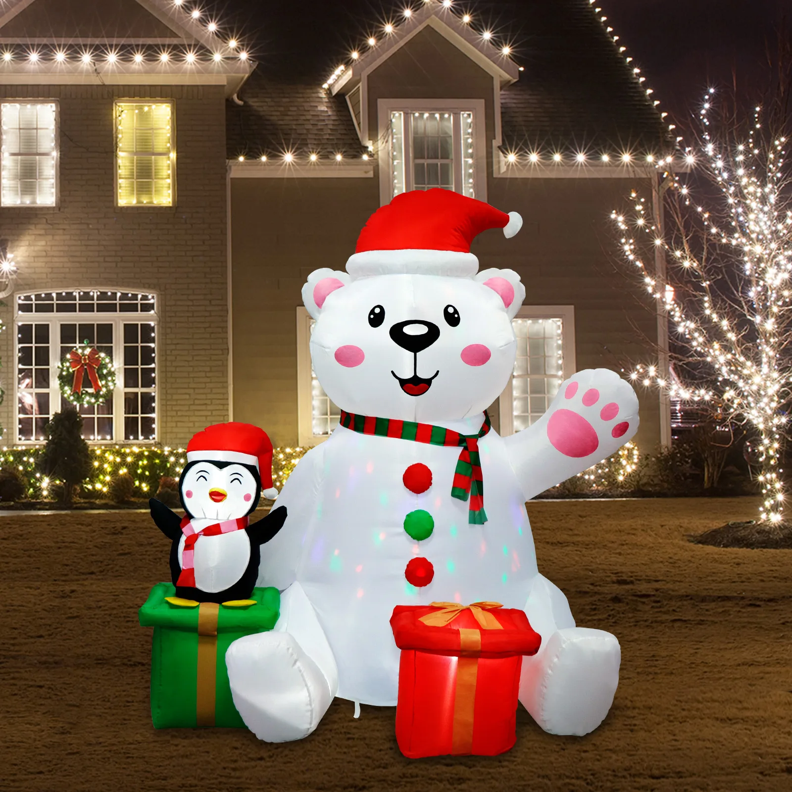 6FT Polar Bear & Penguin LED Inflatable – Outdoor Christmas Decor - Image 6