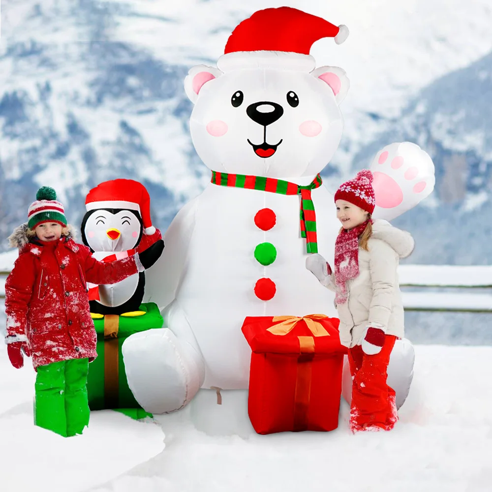 6FT Polar Bear & Penguin LED Inflatable – Outdoor Christmas Decor - Image 4