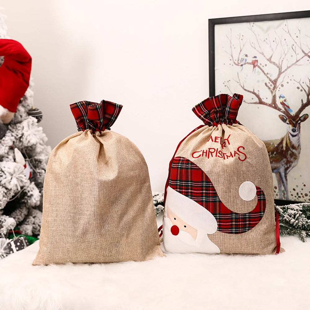 Luxury Christmas Drawstring Gift Bag β Elk & Santa Designs - Image 4