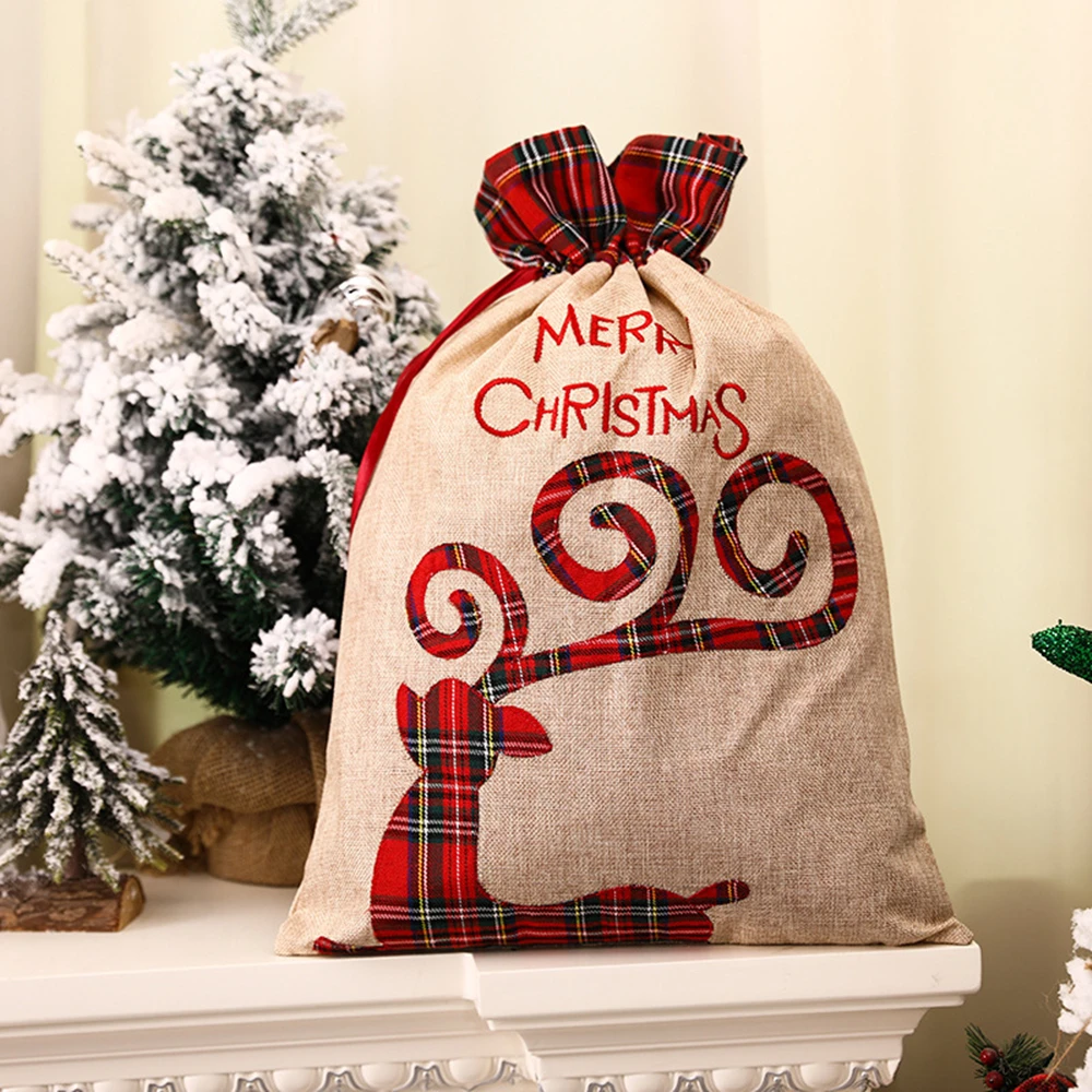 Luxury Christmas Drawstring Gift Bag β Elk & Santa Designs - Image 5