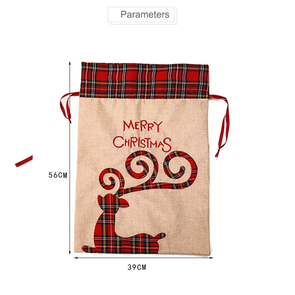 Luxury Christmas Drawstring Gift Bag β Elk & Santa Designs - Image 2