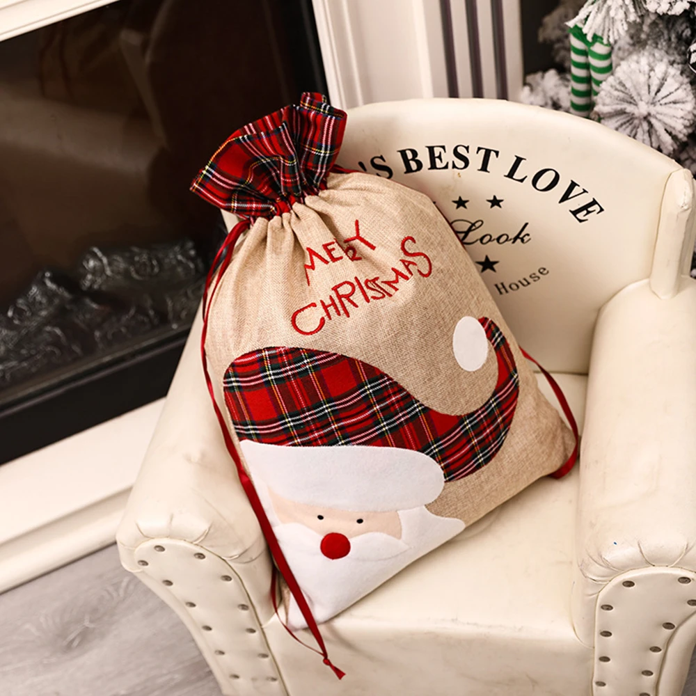 Luxury Christmas Drawstring Gift Bag β Elk & Santa Designs - Image 6