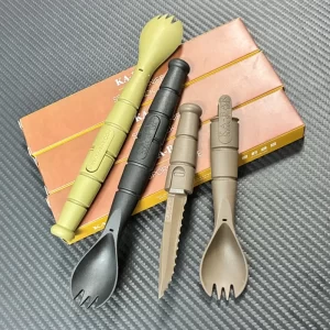 Tactical Mini Cutlery Set – Compact Outdoor Fork, Spoon & Knife Combo