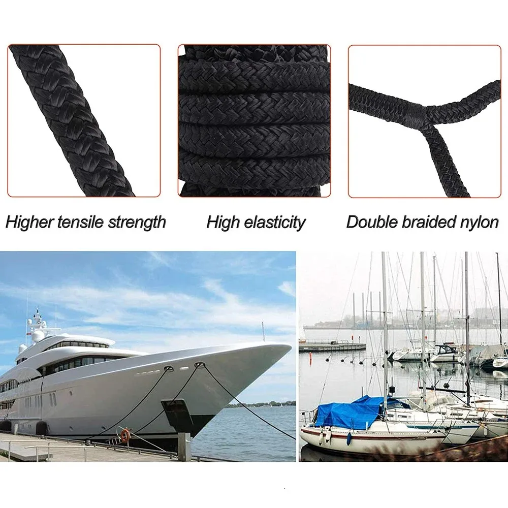 Double Braided Nylon Dock Line – Strong Marine Mooring Rope with Eyelet - Image 3