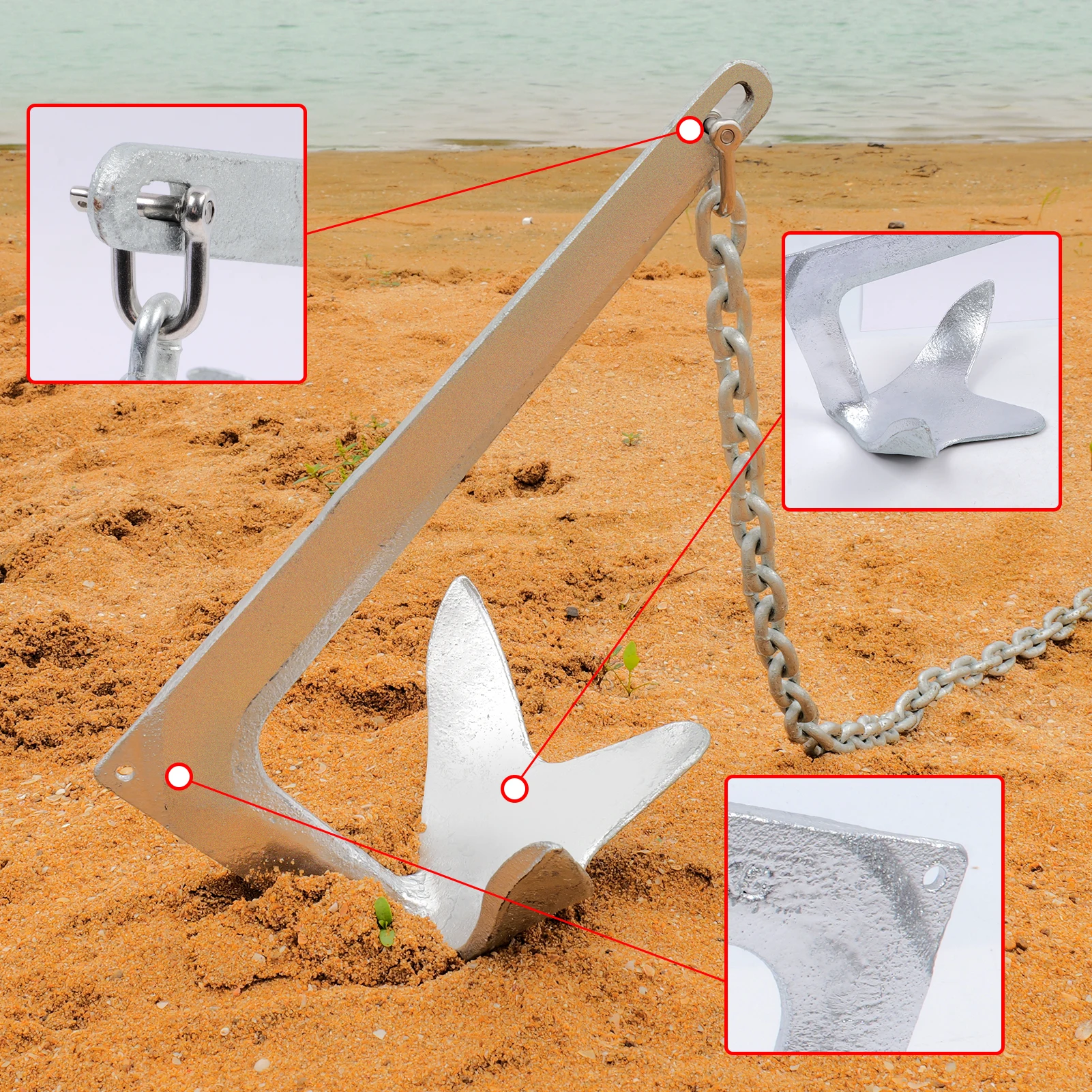 Bruce Claw Anchor Kit – 2kg/3.5kg with Chain & Shackles for Small Boats - Image 2