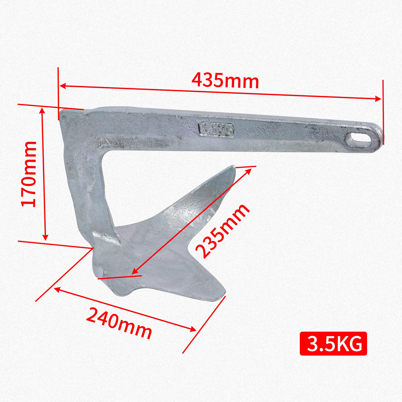 Bruce Claw Anchor Kit – 2kg/3.5kg with Chain & Shackles for Small Boats - Image 6