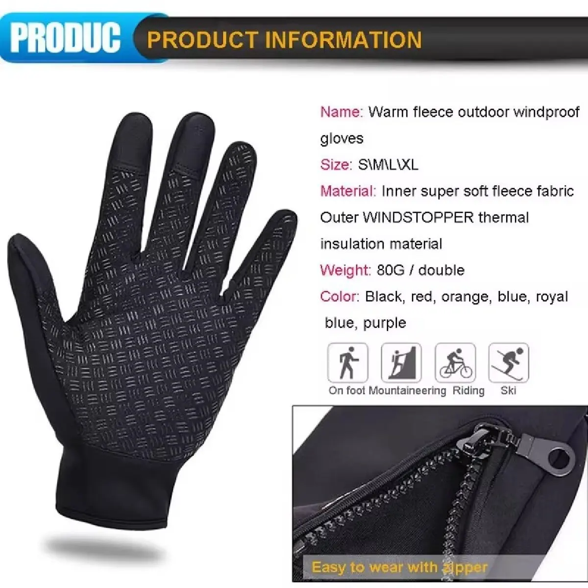 Unisex Touchscreen Winter Gloves – Waterproof, Windproof & Warm - Image 3