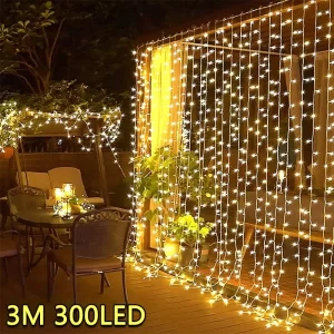3M LED Curtain Fairy Lights – USB, 8 Modes, Remote & Timer