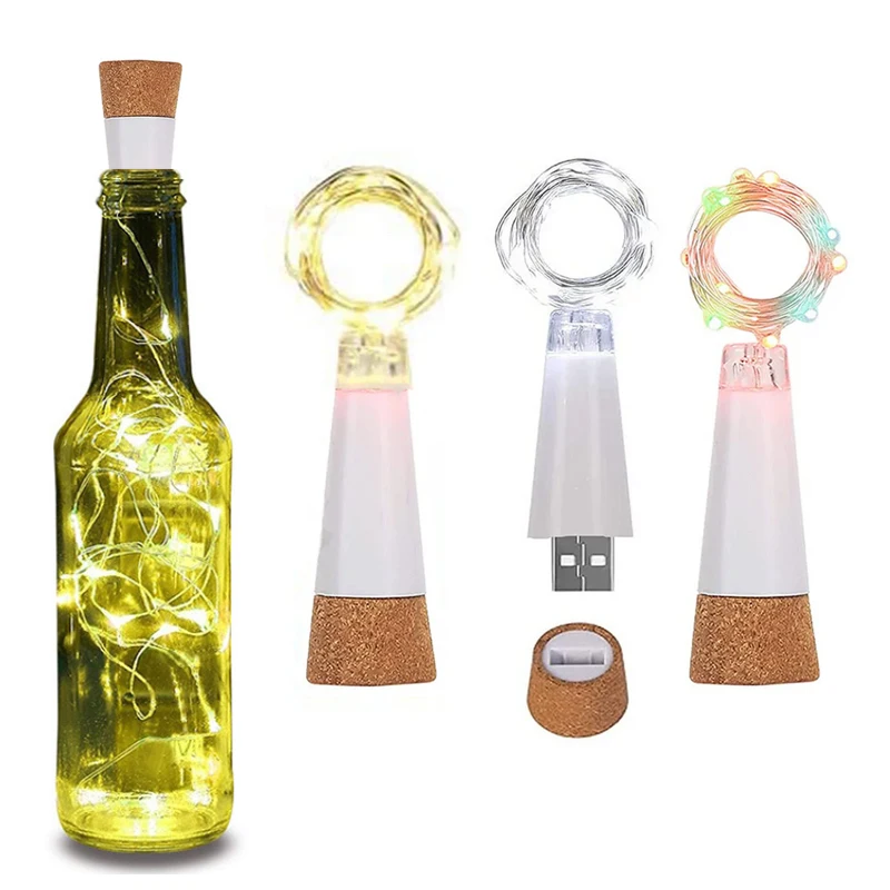 LED Cork Bottle Fairy Lights – USB Rechargeable, White/Warm/RGB