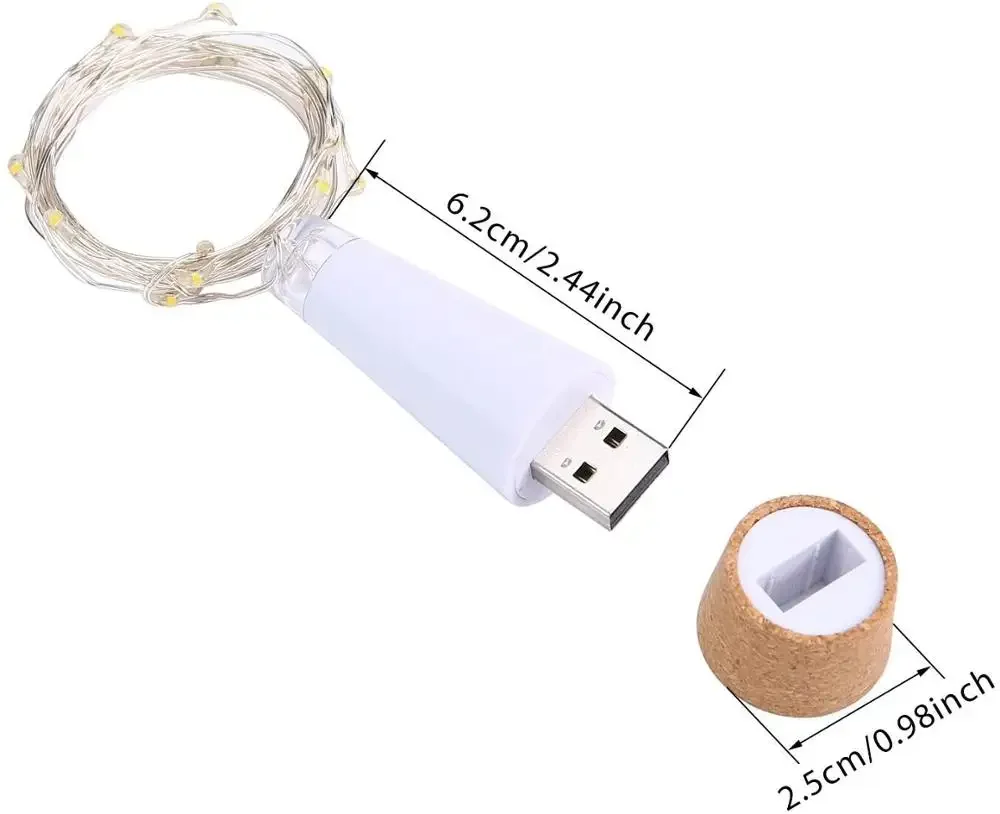 LED Cork Bottle Fairy Lights – USB Rechargeable, White/Warm/RGB - Image 3