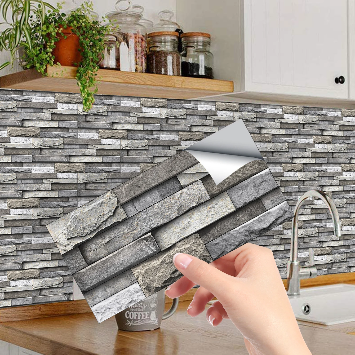 Imitation Stone Tile Wall Stickers – Self-Adhesive Waterproof Décor