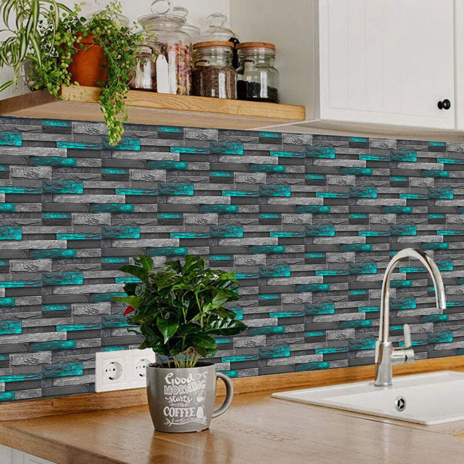 Imitation Stone Tile Wall Stickers – Self-Adhesive Waterproof Décor - Image 3