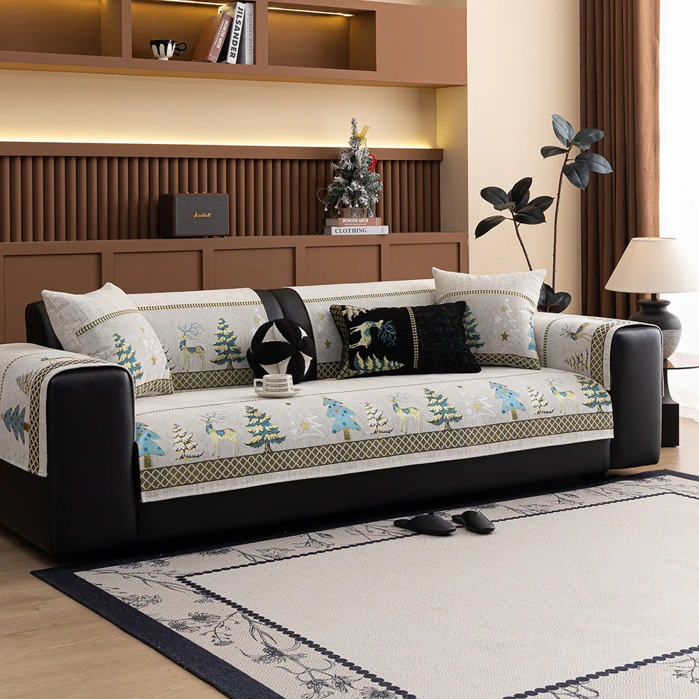 Chenille Christmas Sofa Cover – Festive Comfort & Style - Image 4