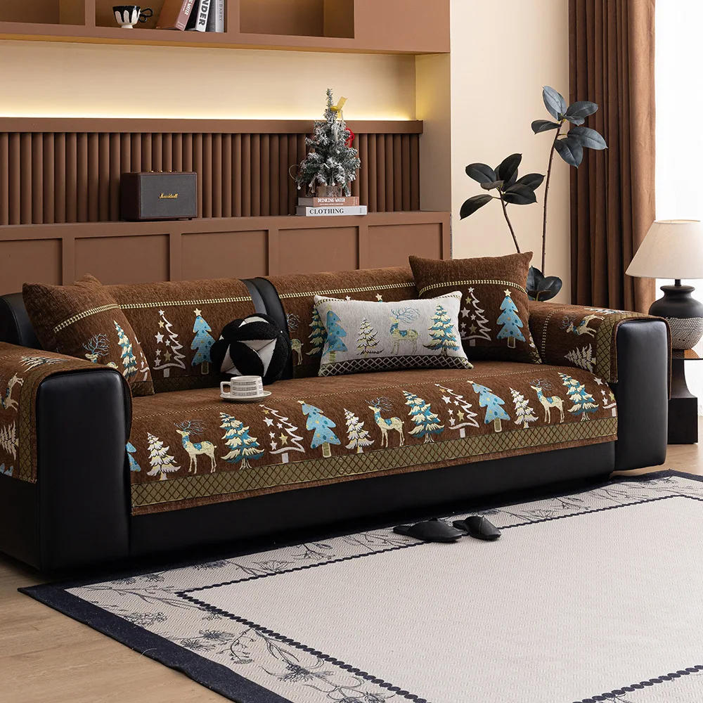 Chenille Christmas Sofa Cover – Festive Comfort & Style - Image 2