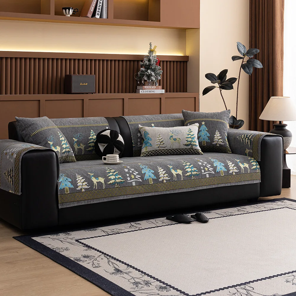 Chenille Christmas Sofa Cover – Festive Comfort & Style - Image 5
