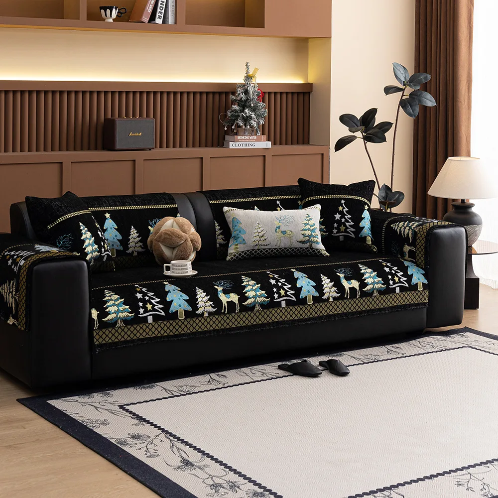 Chenille Christmas Sofa Cover – Festive Comfort & Style - Image 3