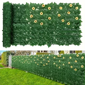 Artificial Ivy Privacy Screen with Flowers – Natural Look, Zero Maintenance