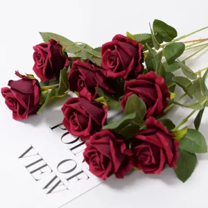Artificial Red Rose Branches – Lifelike Faux Roses for Weddings & Home Styling