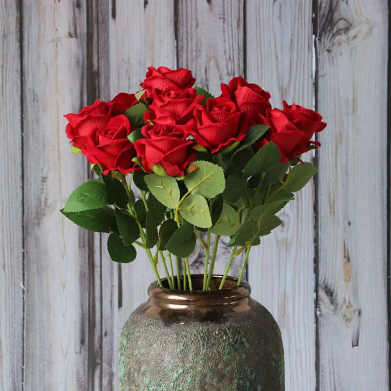 Artificial Red Rose Branches – Lifelike Faux Roses for Weddings & Home Styling - Image 3