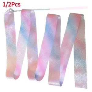 Flashing Glitter Dance Ribbon – 2M/4M Gymnastics & Ballet Twirling Stick
